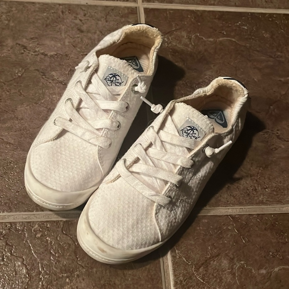 Roxy white slip on shoes